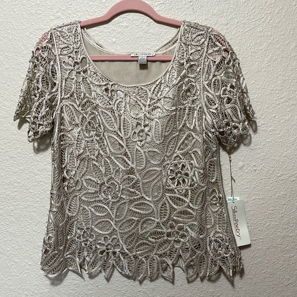 SilkenPoetry 100% Silk Women's Handcrafted Blouse. Beautiful! NWT. Size L.